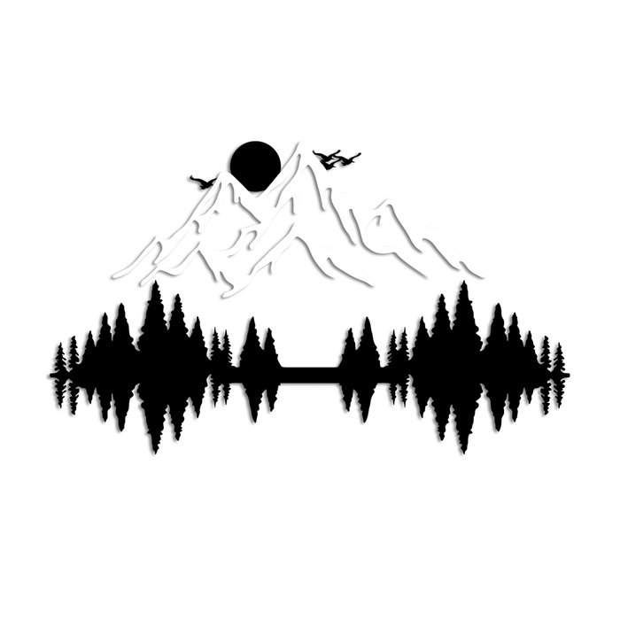 Wallity Nature And Mountain - 10 Escultura de pared en blanco y negro